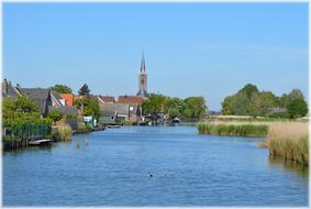 lake Water and Church in Village