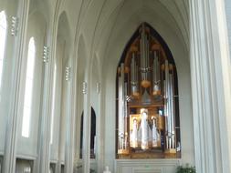 white church interior in Reykjavik