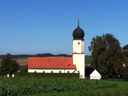 Church against the blue sky in the countryside in Germany