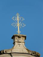 Double Golden Cross on church