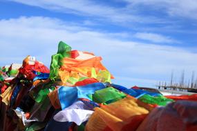 colorful prayer flags close up