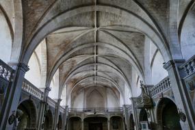 Beautiful interior of the church with vaulted ceilings, in Marennes, France