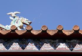 Tile Temple close-up against the sky