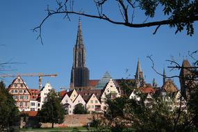 distant view of ulm cathedral on a sunny day