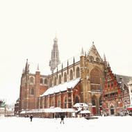 Cathedral architecture in a snowy landscape