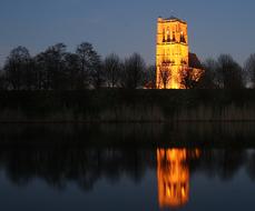 illuminated Brielle Church Tower