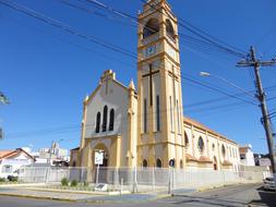 Colorful and beautiful church in ItajubÃ¡, Brazil, under the blue sky