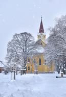 church in a white winter landscape