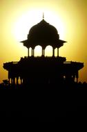 Silhouette of the beautiful temple, at colorful and beautiful sunset