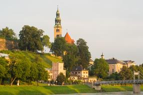 Beautiful and colorful landscape with Parish Church MÃ¼lln among the plants, in Salzburg, Austria