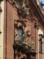 sculptures on the facade of the Augustinerkirche in Mainz, Germany