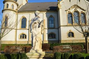 sculpture in the courtyard near the church