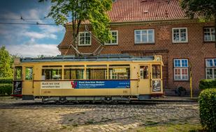 tram on the old city street