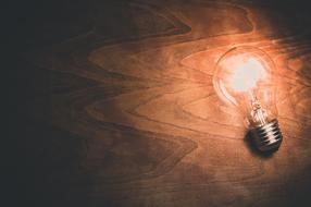 red Lightbulb and wood