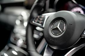 black car steering wheel Mercedes Benz