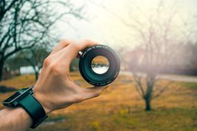 Lens Camera Taking Photos in park