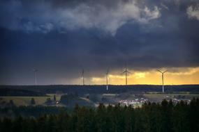 landscape of Thunderstorm sunset Sky