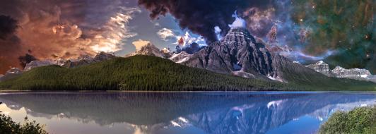 nice Mountains Lake Night