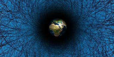 network around earth globe drawing