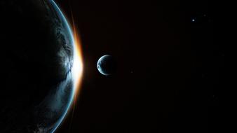 Earth and Moon in cosmos