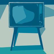 vintage blue tv drawing