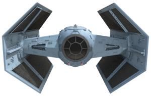 Close-up of the model of the spaceship from the Star Wars