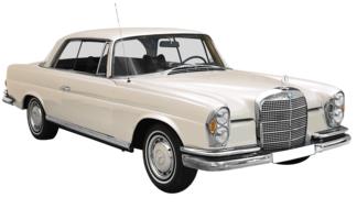 Mercedes Benz 300Se Coupe, white vintage car