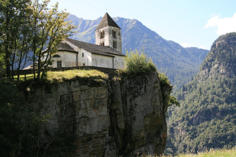 church over the abyss in ticino