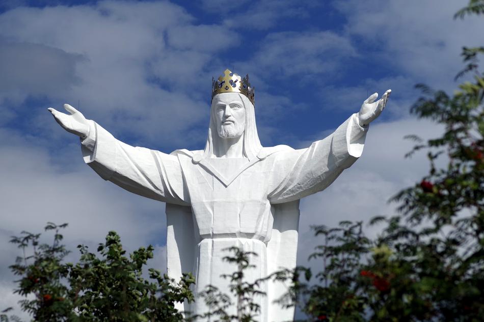 Jesus Sculpture Enormous among the trees in Poland