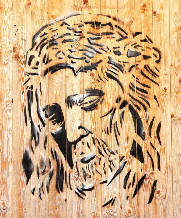 face of jesus christ on wooden board