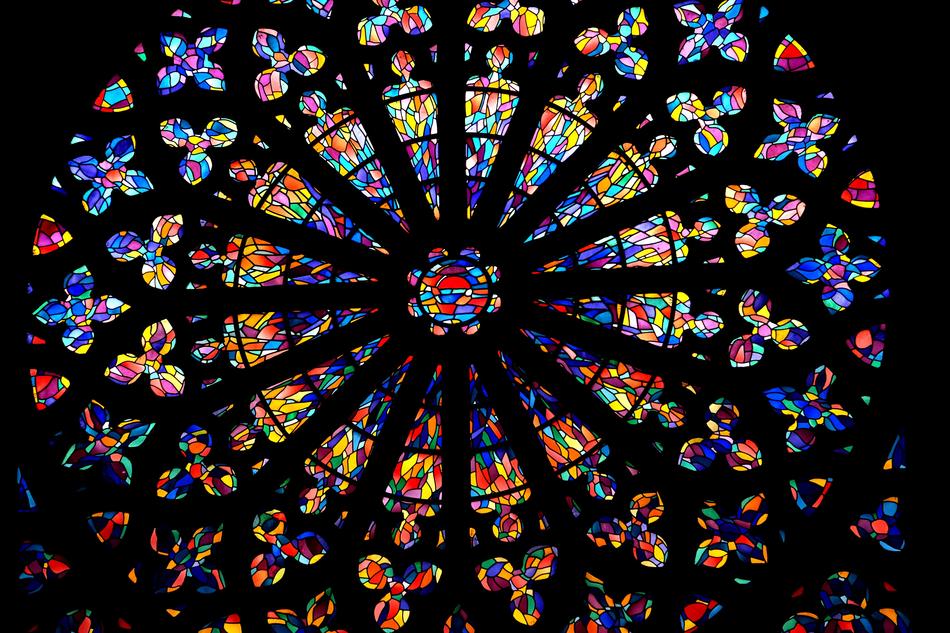 Church Stained Glass Windows on black background
