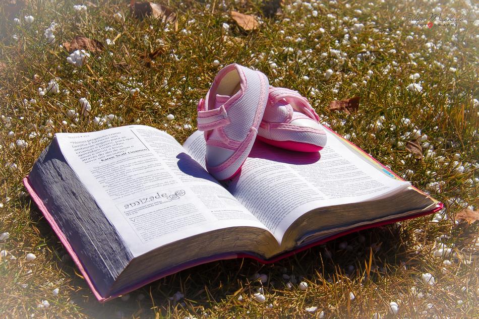Faith Bible Religion book and pink shoes