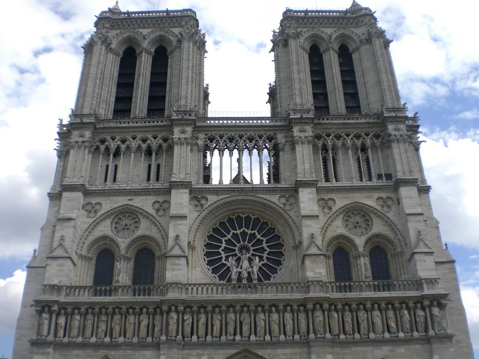 clouds cathedral in paris on a background of sky with clouds