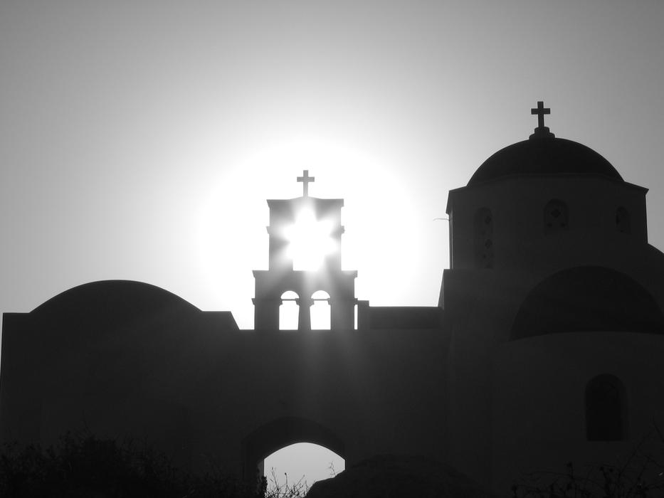Silhouette of the beautiful church in sunlight, in Münster, Germany