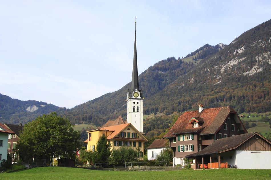 church with a spire in Lucerne