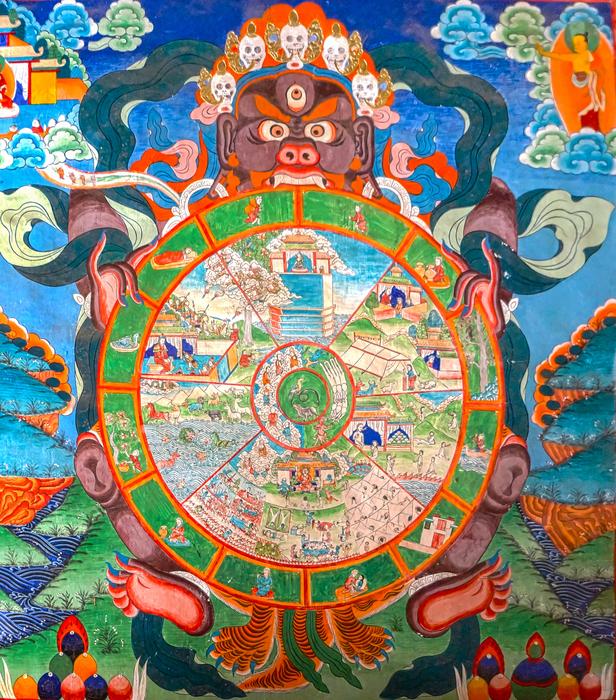 Beautiful and colorful Wheel of life in the temple in China