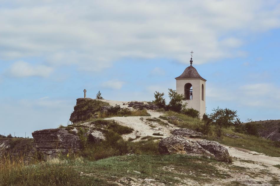 chapel on mountain, moldova, old orhei