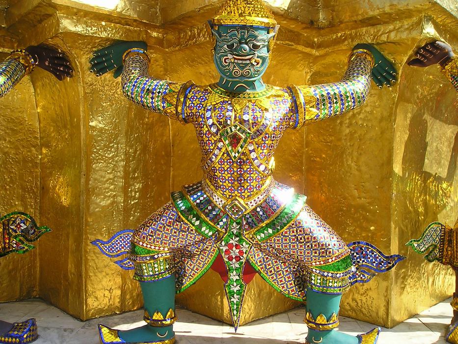 colorful sculpture in the royal palace in thailand