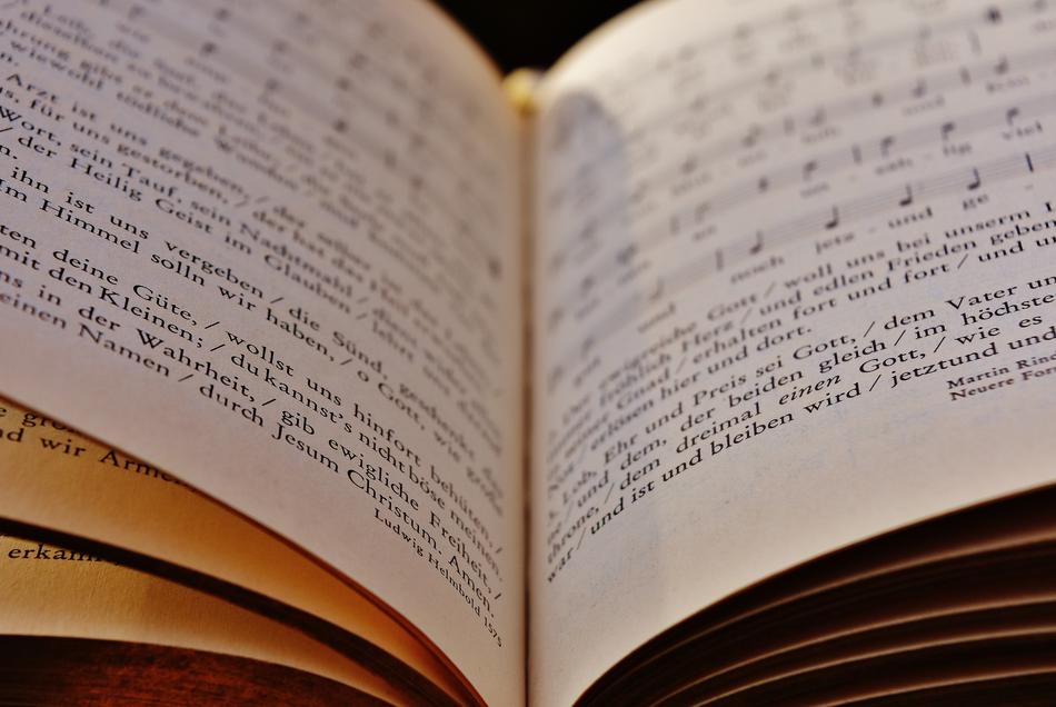 open pages of the psalter in the church