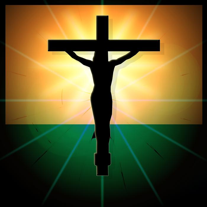 crucifix in sunbeams as an illustration