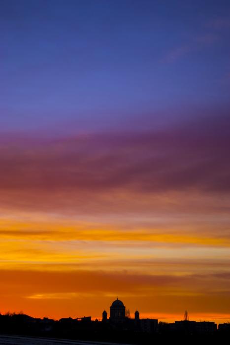 basilica silhouette at sunset