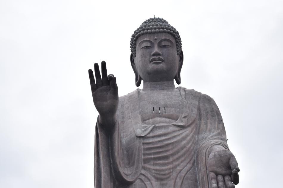 Beautiful Big Buddha statue, under the cloudy sky