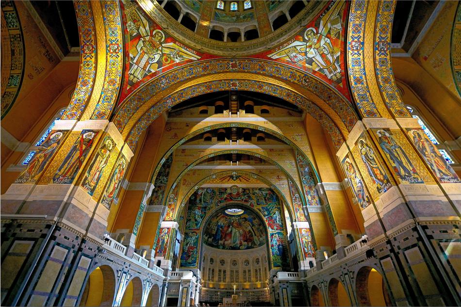 church hall with gold design