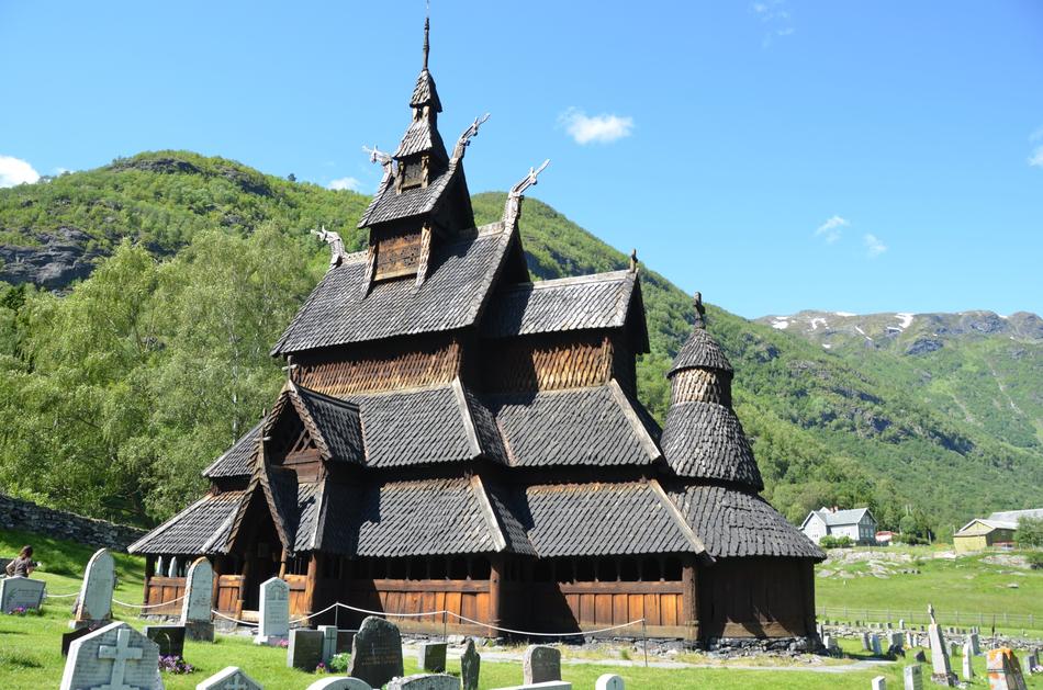 landscape of Borgund church in Norway