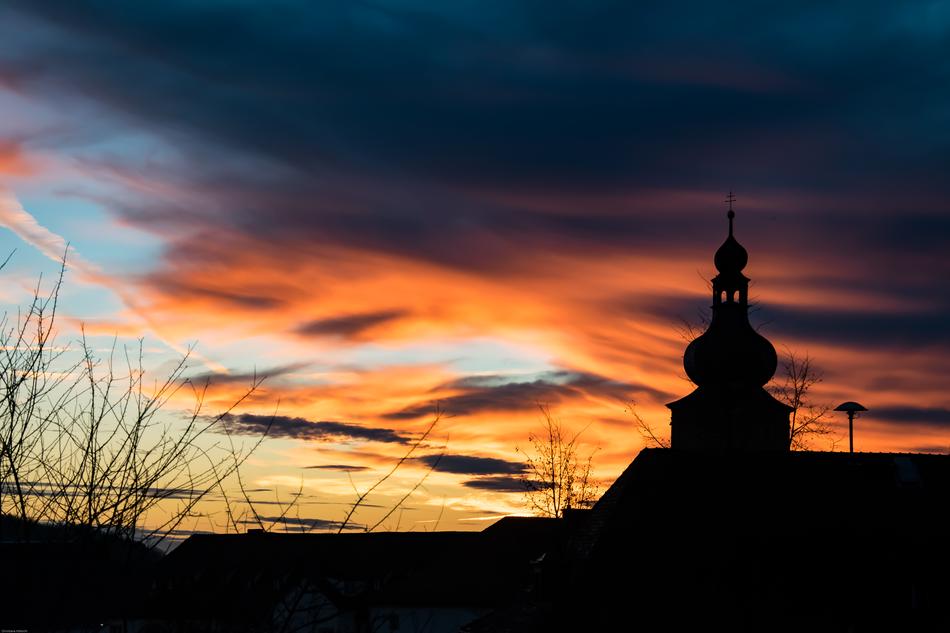 church silhouette at Night Clouds Sunrise