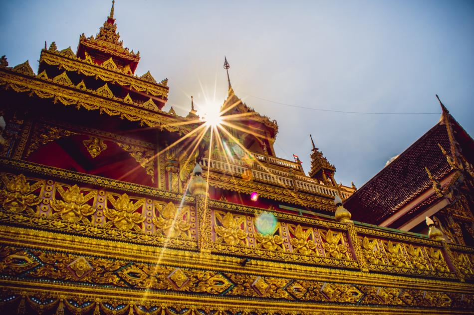 Beautiful and colorful, decorated Thailand Temple, in sunlight