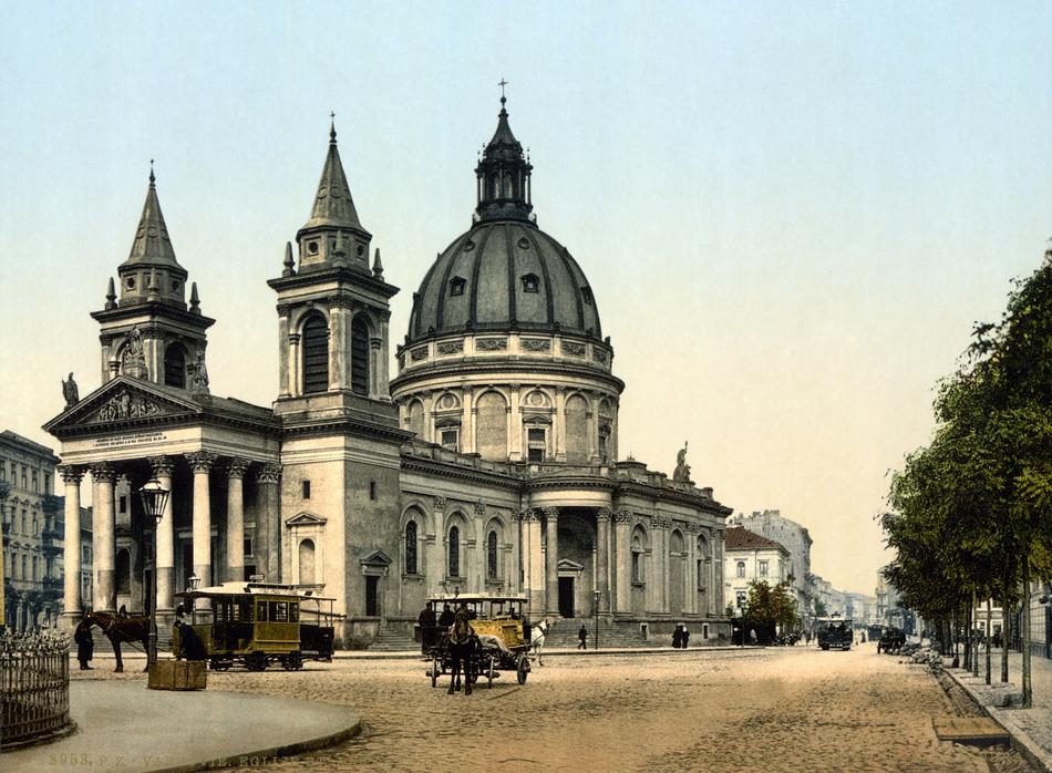 photochrome, st alexander church in Warsaw