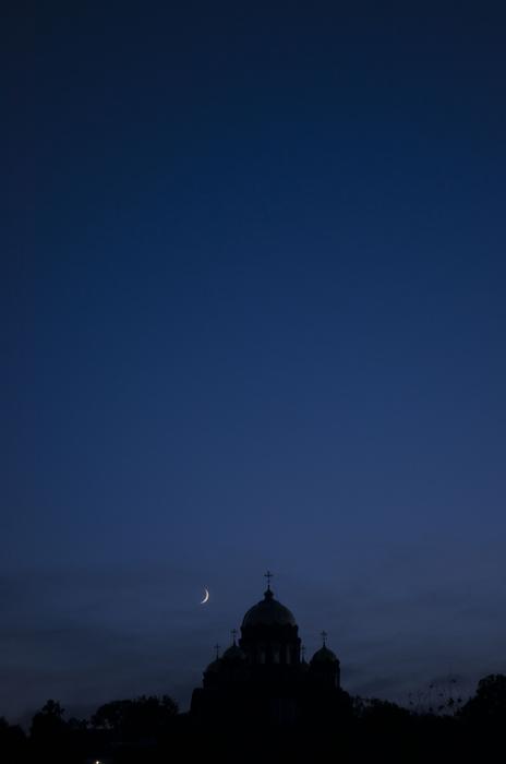 orthodox church at night