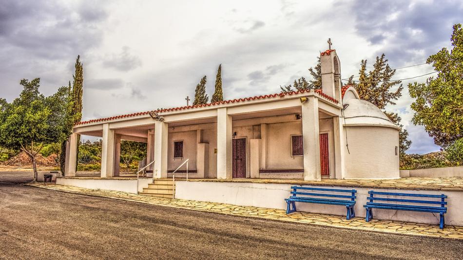 benches near the church in protaras