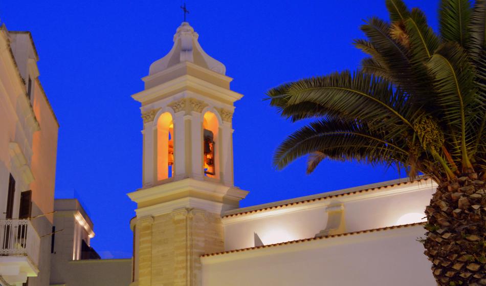 church in Vieste at night